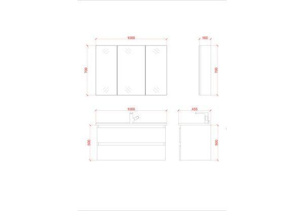 Badkamermeubelset Dalphin Sly 100 cm twee softclose lades mat grijs - Afbeelding 5