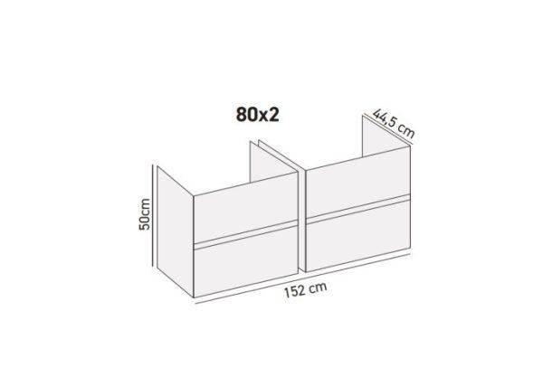 Badkamermeubelset Dalphin Sly 160 cm (2x 80cm) twee softclose lades safir - Afbeelding 3