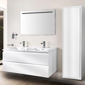 Badkamermeubelset Dalphin Sly 160 cm (2x80 cm) twee softclose lades hoogglans wit