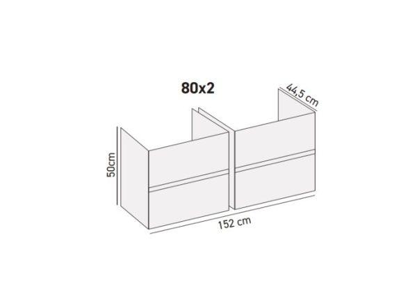 Badkamermeubelset Dalphin Sly 160 cm (2x80 cm) twee softclose lades hoogglans wit - Afbeelding 4