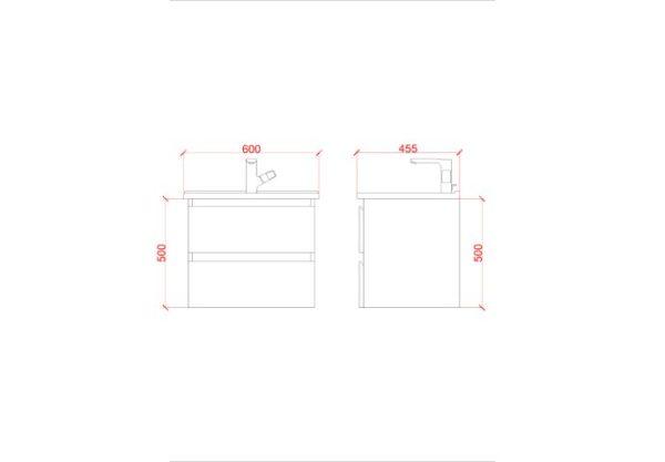 Badkamermeubelset Dalphin Sly 60 cm twee softclose lades mat grijs - Afbeelding 5