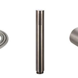 Saniluxe staafhanddouche + opsteekgarnituur + doucheslang 150 cm gunmetal grey