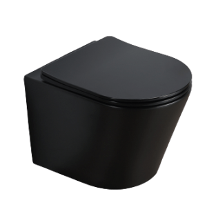 Saniluxe easy flush budget compact color line mat zwart hangtoilet inclusief zitting