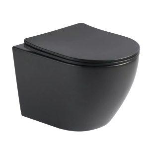 Saniluxe easy flush compact color line mat zwart hangtoilet inclusief zitting