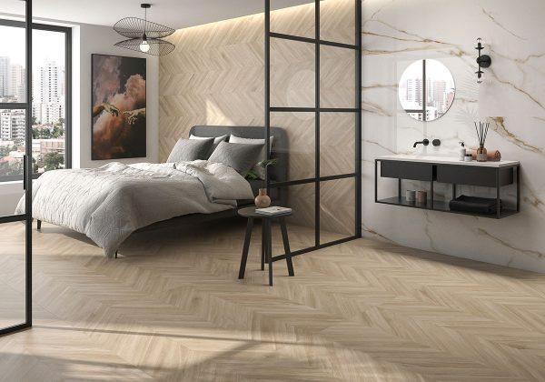 Geo Tiles Ebony Hongaarse Punt Bruin 60x120 - Afbeelding 2