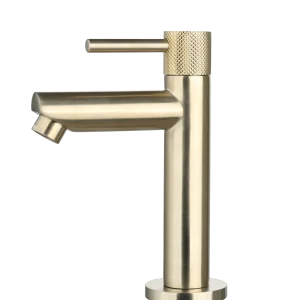 Saniluxe Opbouw Fonteinkraan Geribbeld Geborsteld Goud 16 cm