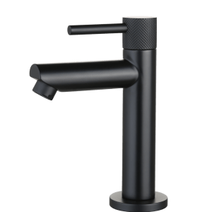 Saniluxe Opbouw Fonteinkraan Geribbeld Mat Zwart 16 cm