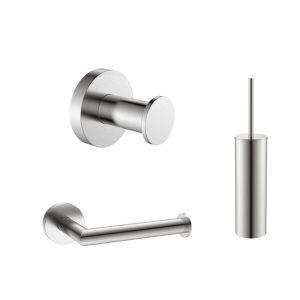 Saniluxe Messing Toiletaccessoires set Luxe Borstelset Toiletrolhouder & Handdoekhaak RVS Look