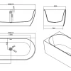 Vrijstaand hoekbad Moon Zwart / Wit Links 180x80x60 - Afbeelding 4
