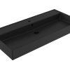 Saniluxe Wastafel Edge Keramiek Mat Zwart 80 cm - Afbeelding 2