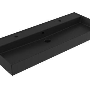 Saniluxe Wastafel Edge Keramiek Mat Zwart 120 cm De vrij hangbare Saniluxe wastafel Edge Edge keramiek warm beton 120 cm is een elegante en praktische keuze voor uw badkamer. Door het moderne en tijdloze design is deze vrijwel in iedere interieurstijl toe te passen. Deze wastafel is gemaakt van materialen van de hoogste kwaliteit en biedt een duurzame en gemakkelijk schoon te maken afwerking. De Edge is met zijn elegante design een versassend betaalbare wastafel. De Edge is te verkrijgen met en zonder kraangat. De wastafel wordt exclusief sifon, afvoer en kraan geleverd. Deze dient u apart mee te bestellen