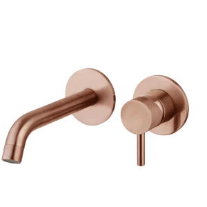 Saniluxe Inbouw Wastafelmengkraan Geribbeld Brons 17 cm Uitloop