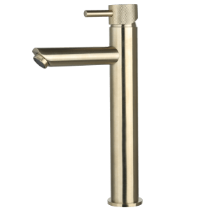 Saniluxe Wastafelkraan Mia Hoog Geribbeld Geborsteld Goud 30 cm