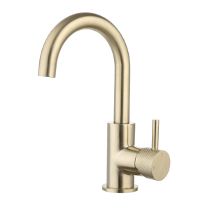 Saniluxe Wastafelkraan Largo Geribbeld Geborsteld Goud Draaibare Uitloop 26 cm
