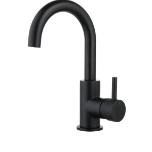 Saniluxe Wastafelkraan Largo Geribbeld Mat Zwart Draaibare Uitloop 26 cm