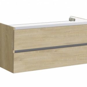 Saniluxe Trendline Badkamermeubel Set 120 cm Dubbele Wasbak Licht Hout