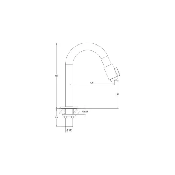 Saniluxe Opbouw Fonteinkraan Gebogen Chroom 19 cm