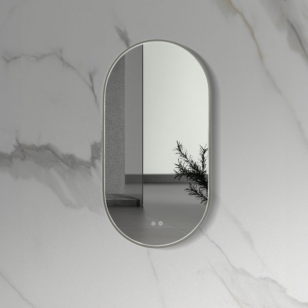 Aloni Ovale LED-Spiegel Met Verwarming (100X50CM) Gunmetal Grijs